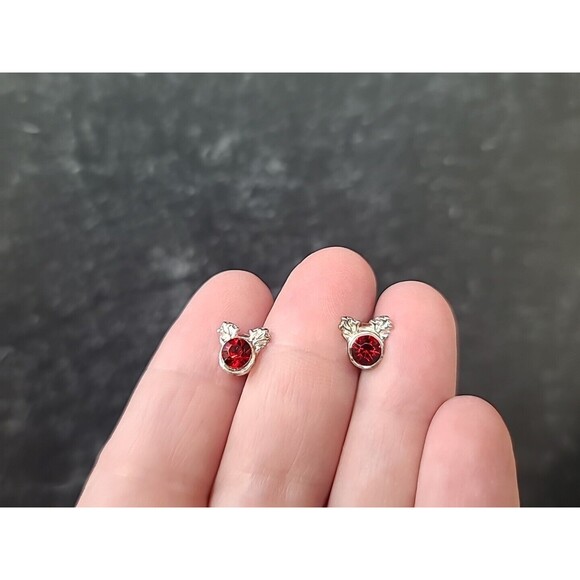 Red Rhinestone Reindeer Stud Earrings - Picture 1 of 10